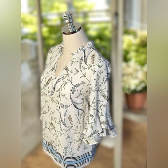 Ann Taylor Floral Tiered sleeve Flowy Blouse Size XS - Picture 7 of 14